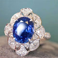 Huitan Oval Blau Zirkonia Frauen Ringe Neue Trendy Hochzeit Jahrestag Party Elegante Weibliche Accessoires Geschenk Edler Schmuck