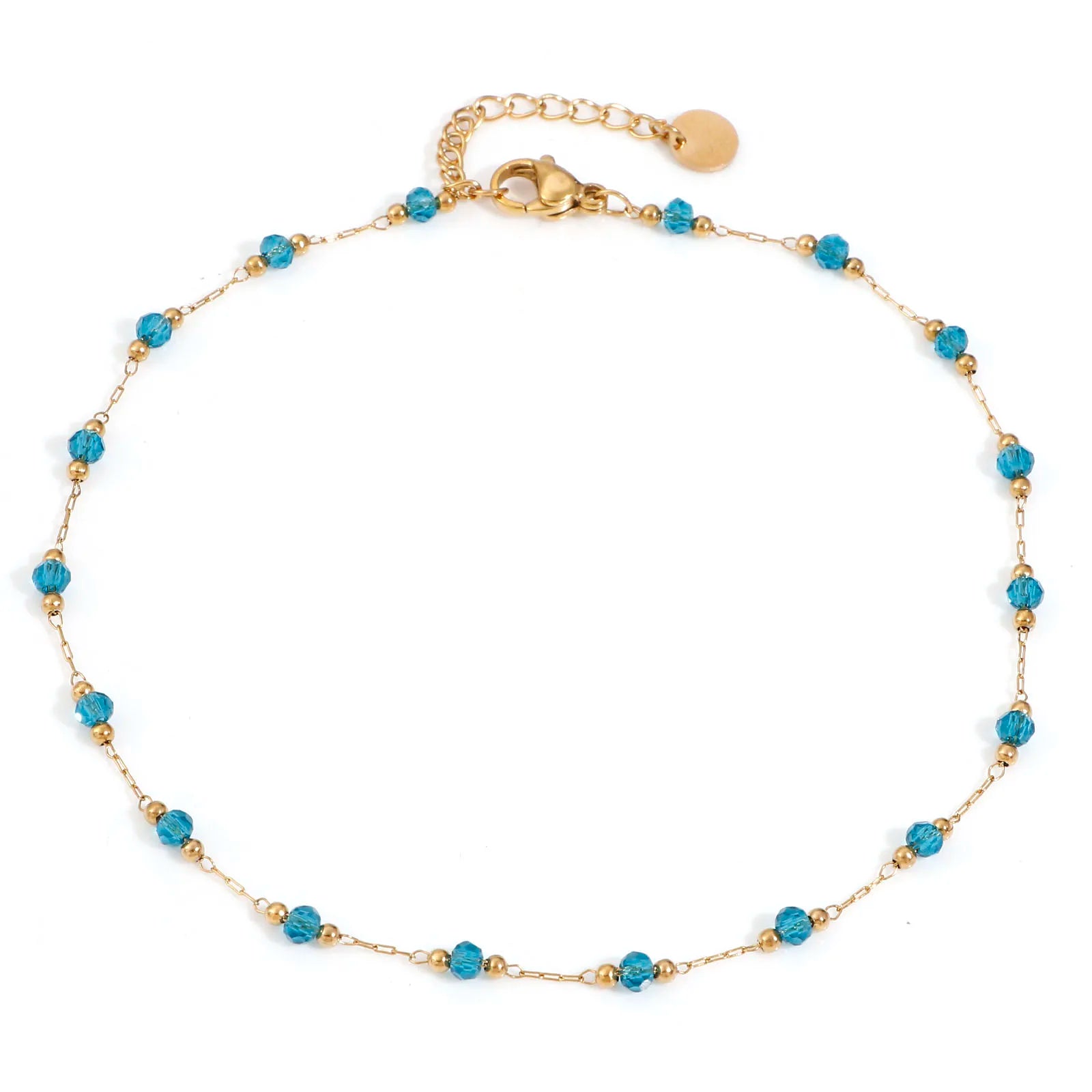 Cavigliera in Acciaio Inossidabile 304 per Donne Gioielli da Spiaggia Estivi Mostra Piede Catena a Maglie con Perle di Pietra Naturale 25cm di lunghezza, 1 Pezzo
