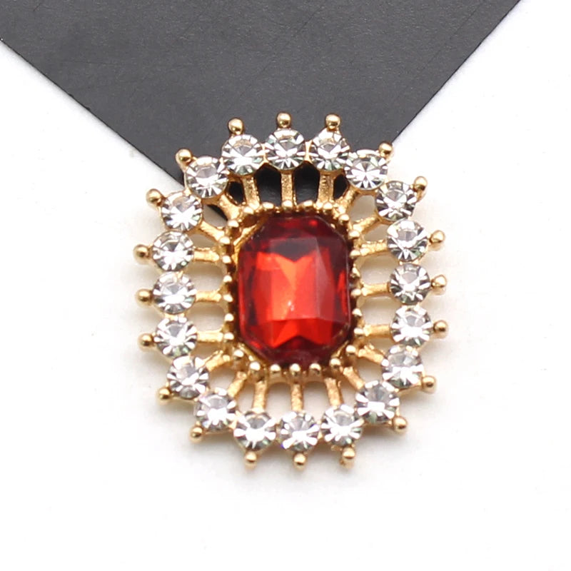 10 Stücke 17*20 MM Rechteckige Strass-Legierung Flache Unterseite Knöpfe DIY Handgefertigte Hochzeitskleid Schleife Kopfbedeckung Dekorative Accessoires
