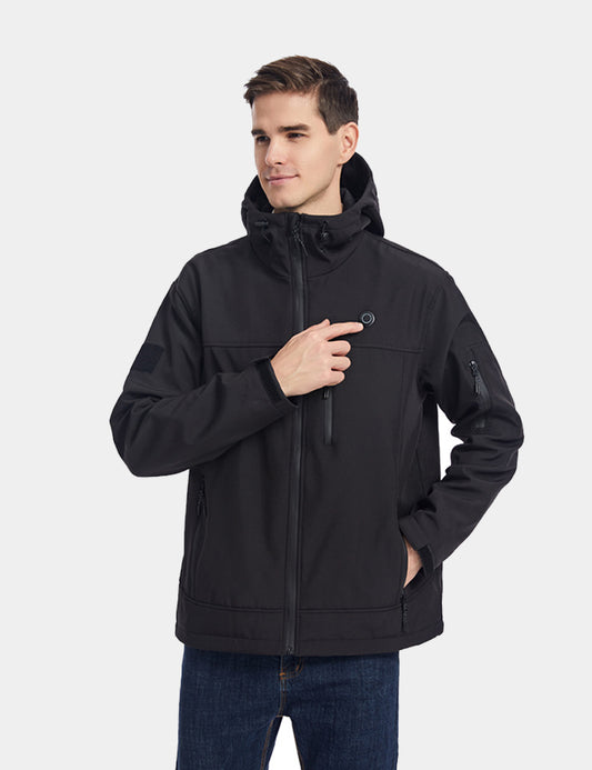 Men's Stylish Hooded Heated Jacket (10-Zone Heating) - Black - veneshwear