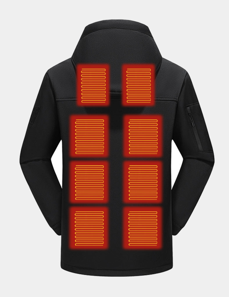 Men's Stylish Hooded Heated Jacket (10-Zone Heating) - Black