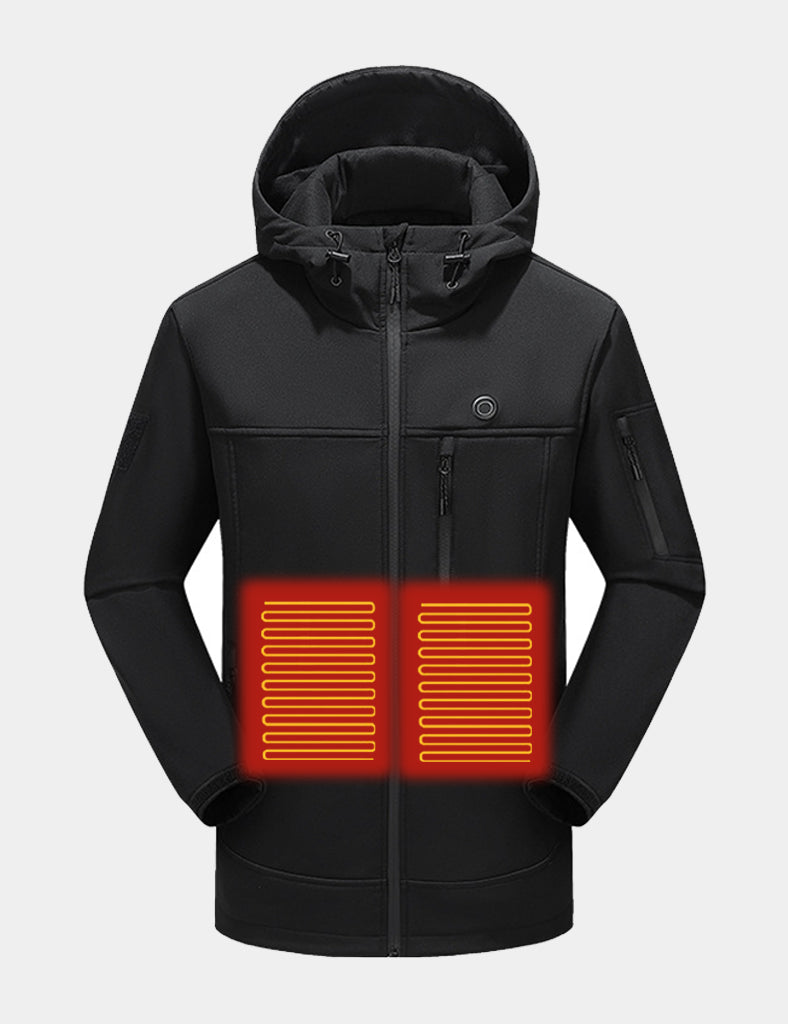 Men's Stylish Hooded Heated Jacket (10-Zone Heating) - Black