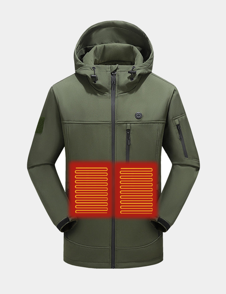 Women's Stylish Hooded Heated Jacket (10-Zone Heating) - Green/Black