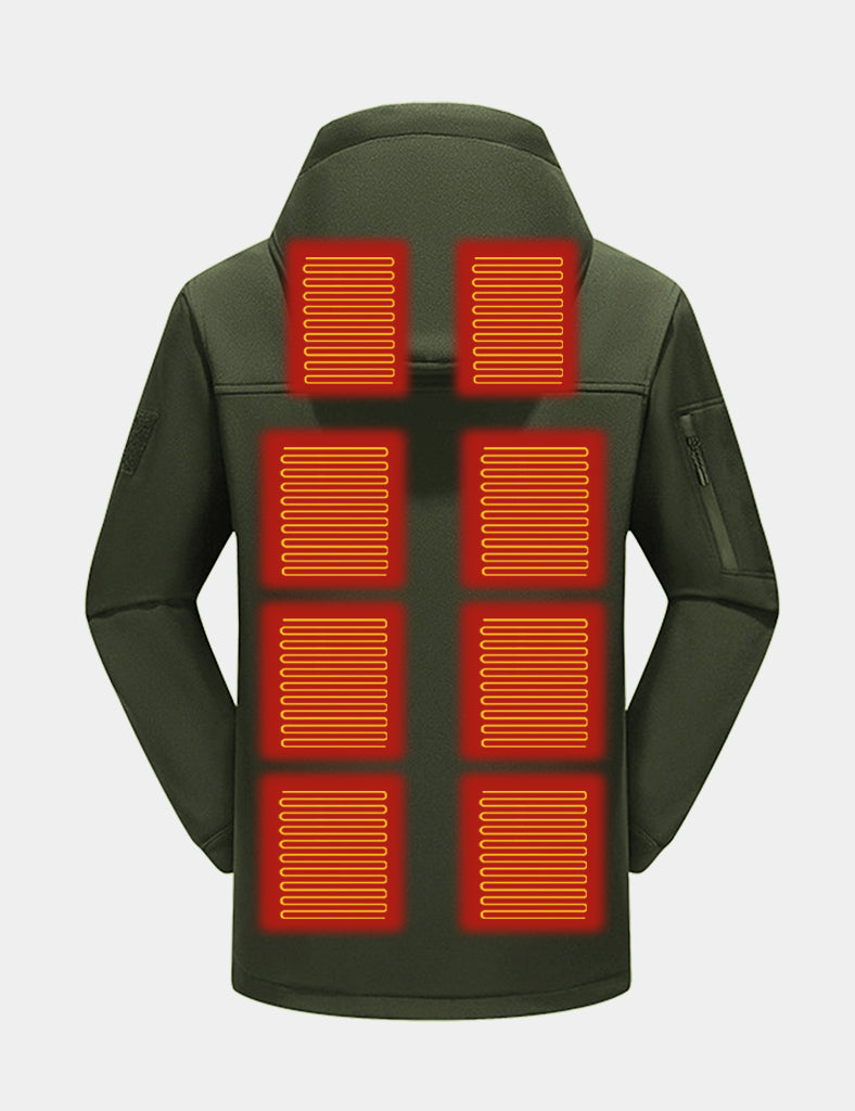 Women's Stylish Hooded Heated Jacket (10-Zone Heating) - Green/Black