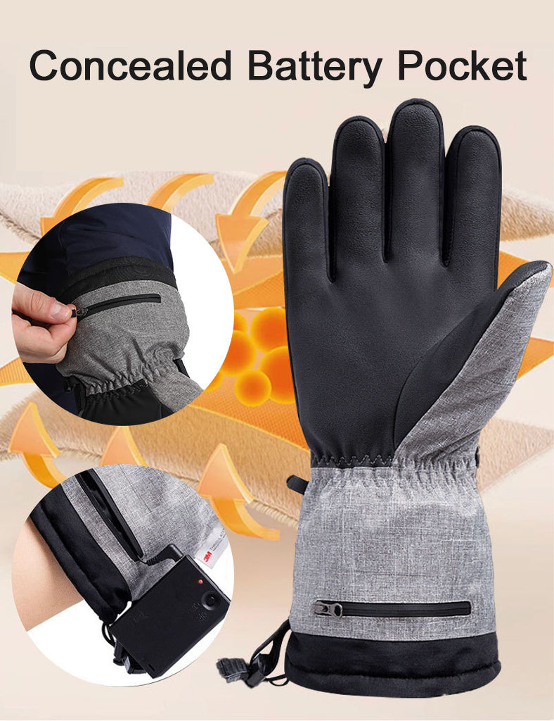 Black and Gray Outdoor Heated Gloves - veneshwear