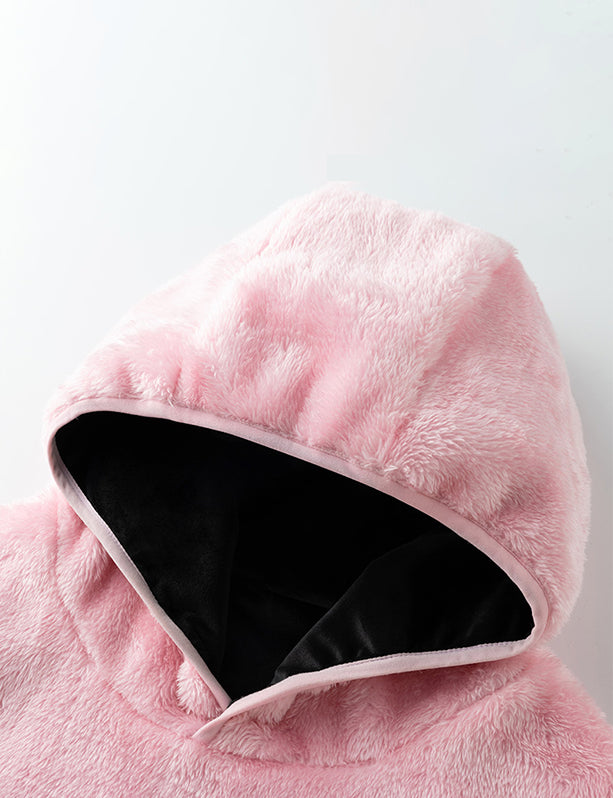Women's Plush Hooded Heated Sweatshirt - Pink/Green/Black - veneshwear