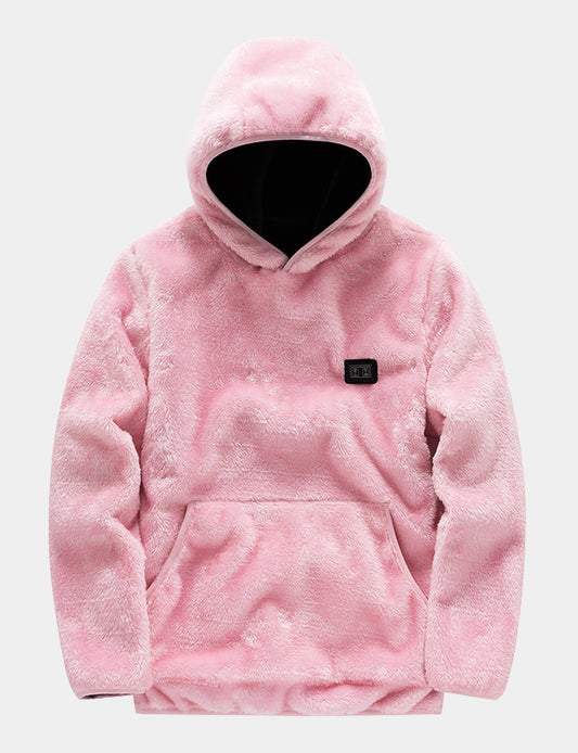 Women's Plush Hooded Heated Sweatshirt - Pink/Green/Black - veneshwear