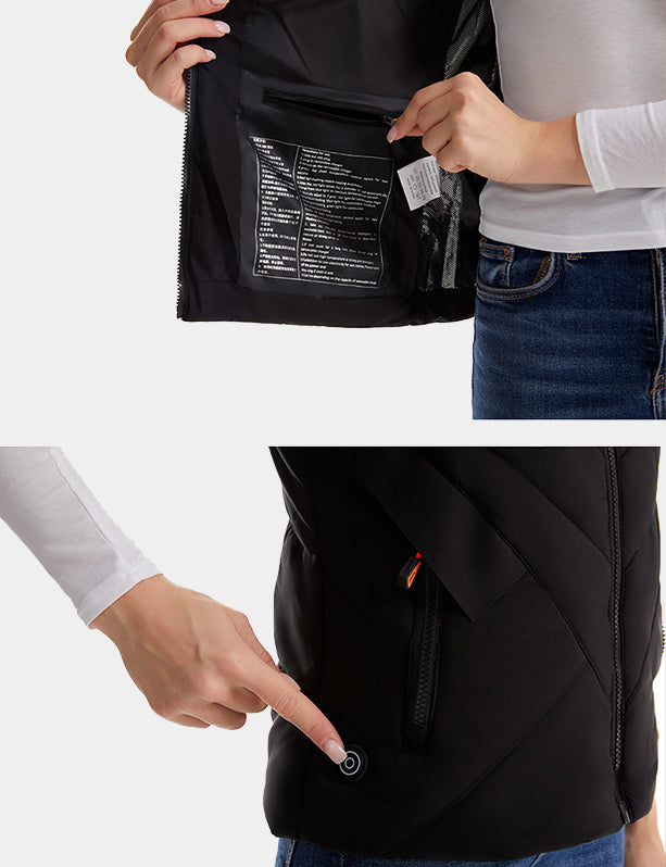 Women's Classic Heated Vest - Black/Pink/White - veneshwear