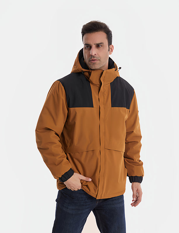 Men's Patchwork Color Heated Jacket - Silver/Brown/Black/Gray/Green