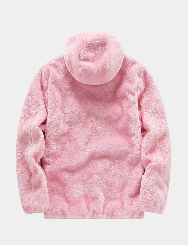 Women's Plush Hooded Heated Sweatshirt - Pink/Green/Black - veneshwear