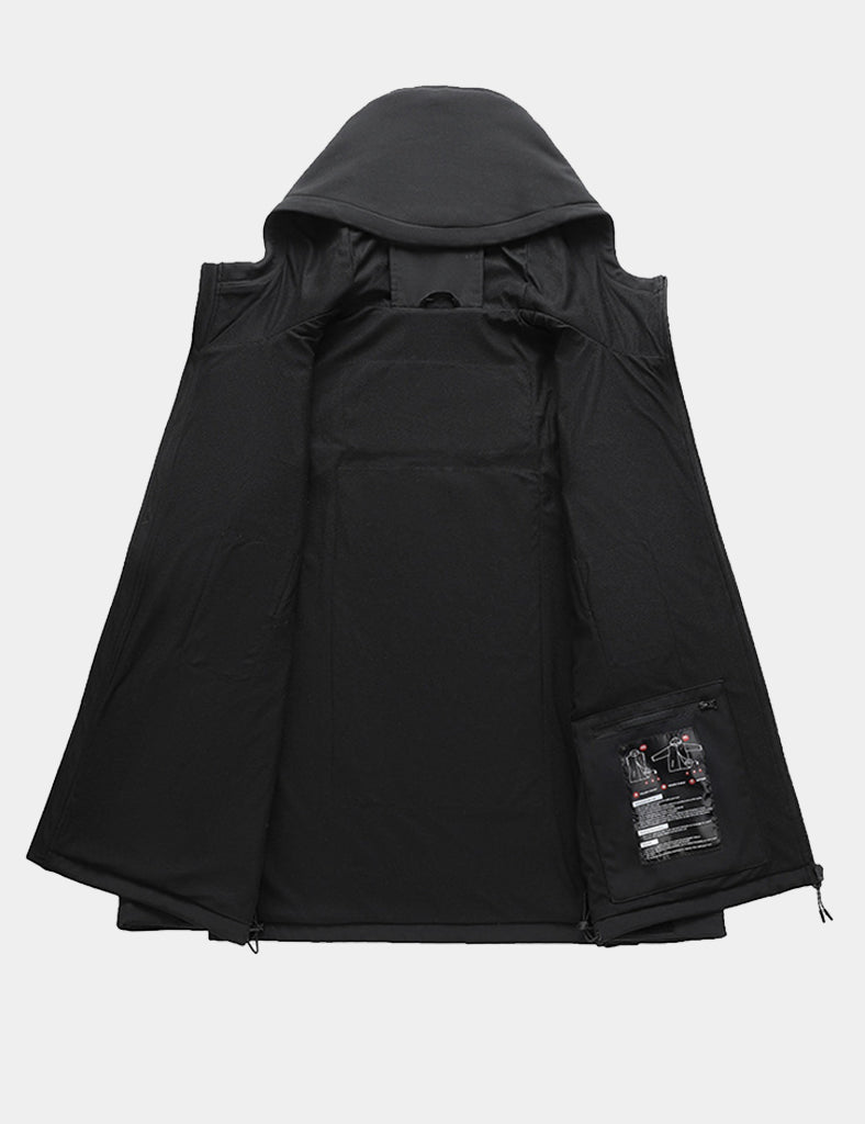Men's Stylish Hooded Heated Jacket (10-Zone Heating) - Black - veneshwear