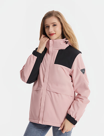 Women's Patchwork Color Jacket - Pink/Silver/Black/Green/Brown