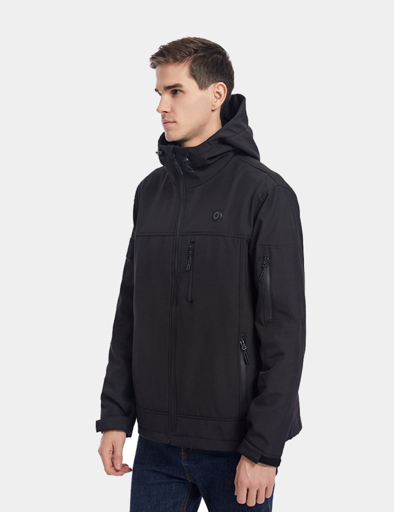 Men's Stylish Hooded Heated Jacket (10-Zone Heating) - Black - veneshwear