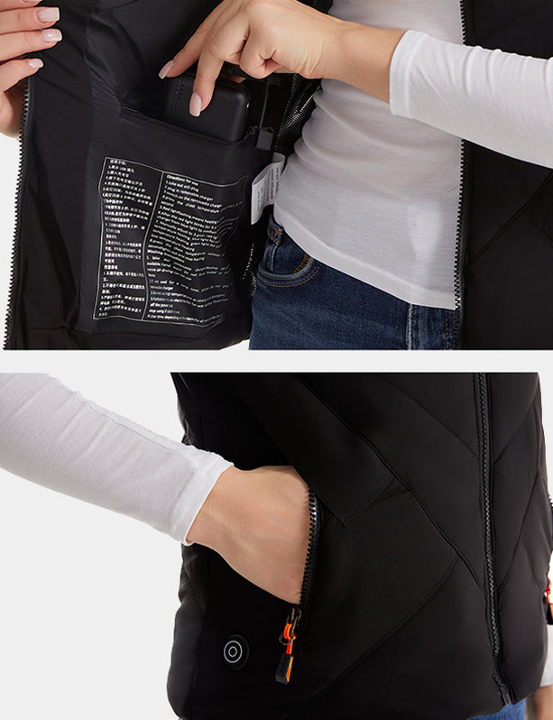 Women's Classic Heated Vest - Black/Pink/White - veneshwear