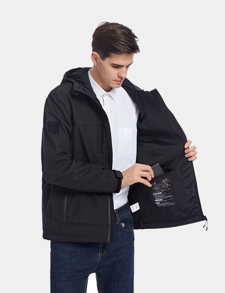 Men's Stylish Hooded Heated Jacket (10-Zone Heating) - Black - veneshwear
