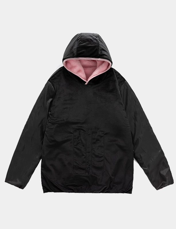 Women's Plush Hooded Heated Sweatshirt - Pink/Green/Black - veneshwear