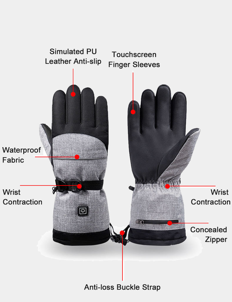 Black and Gray Outdoor Heated Gloves - veneshwear