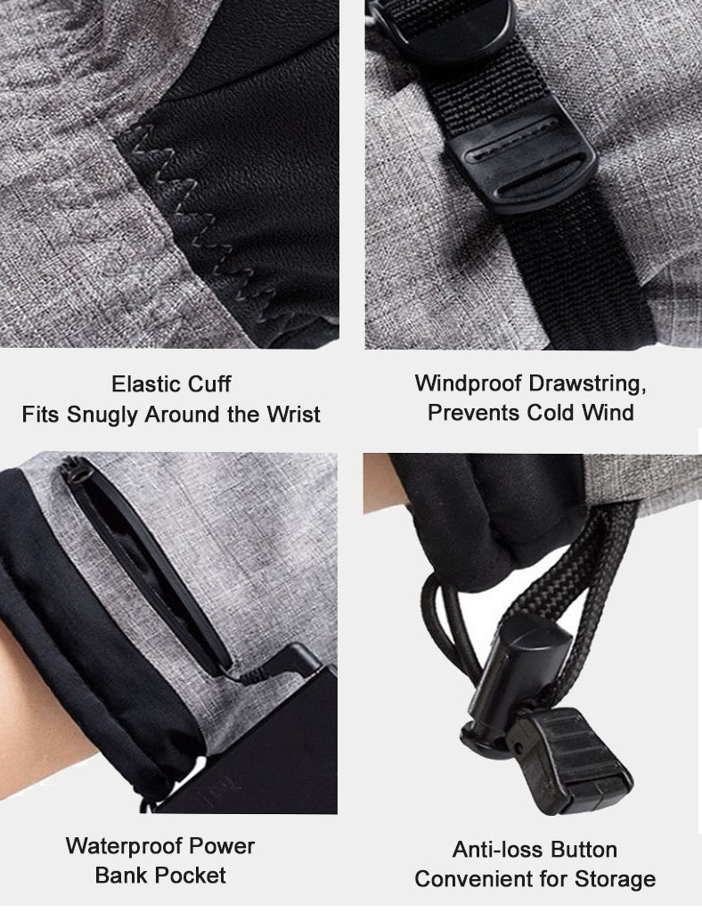 Black and Gray Outdoor Heated Gloves - veneshwear