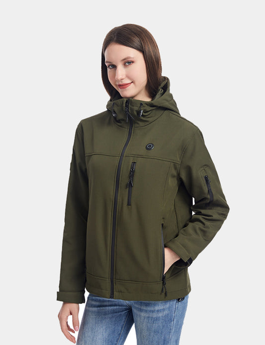 Women's Stylish Hooded Heated Jacket (10-Zone Heating) - Green/Black Dark-Green-4XL -  veneshwear