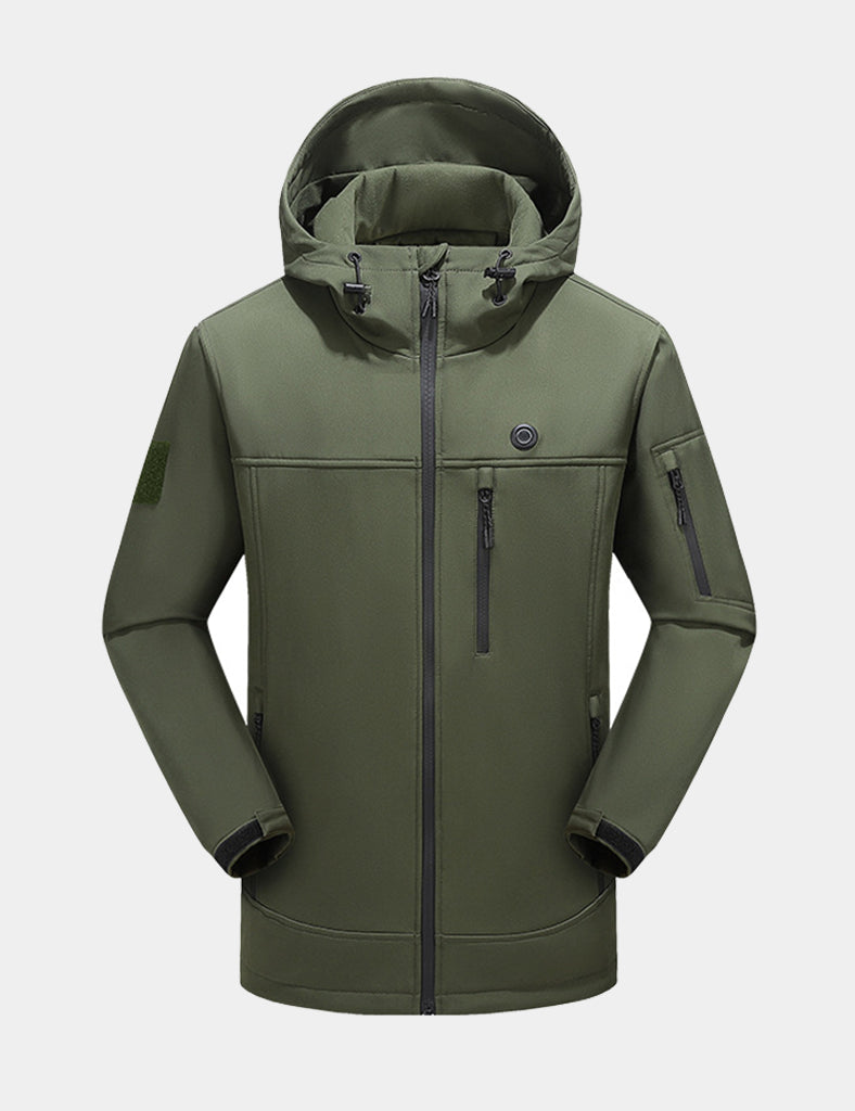 Women's Stylish Hooded Heated Jacket (10-Zone Heating) - Green/Black  -  veneshwear