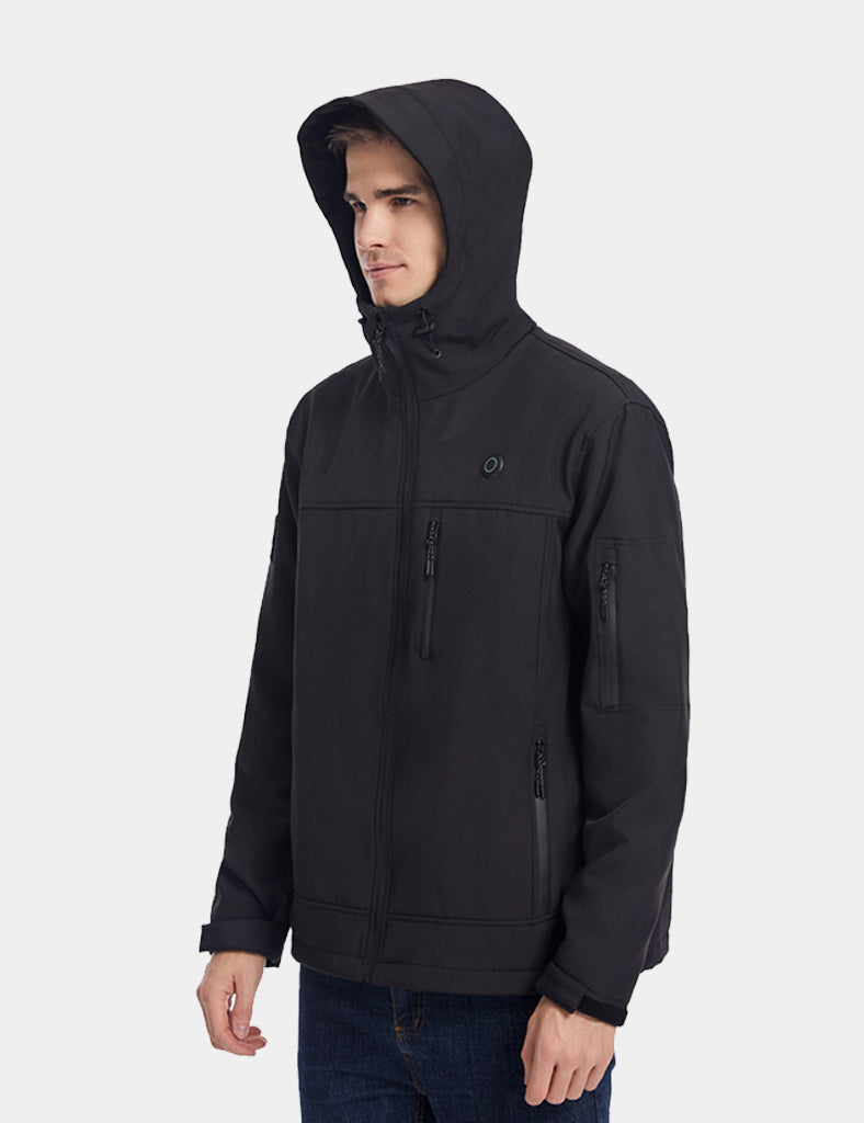 Men's Stylish Hooded Heated Jacket (10-Zone Heating) - Black - veneshwear