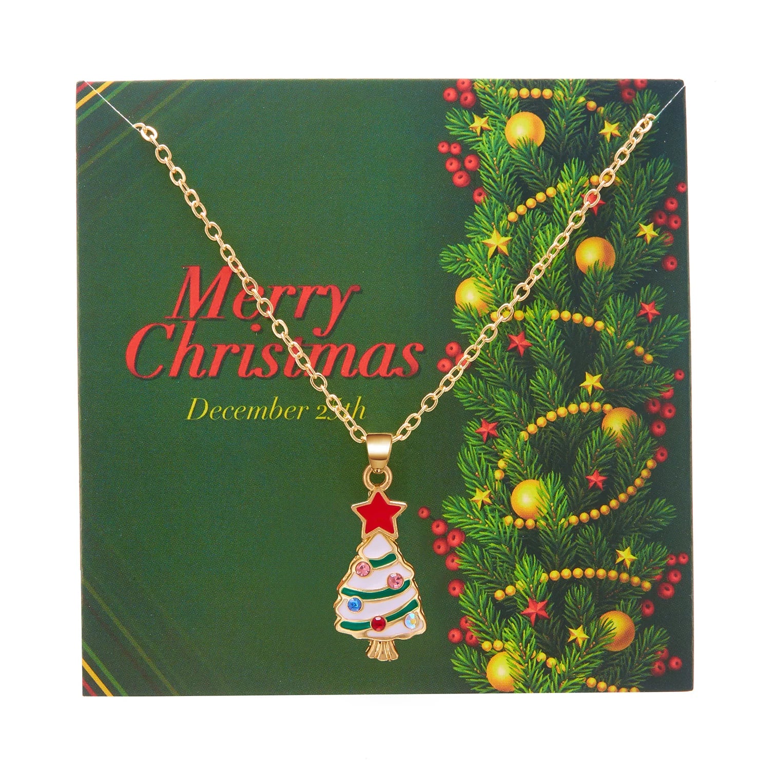 Mode Emaille Weihnachtsbaum Anhänger Halskette für Frauen Zarte Schneeflocke Glocke Halskette Weihnachten Wunsch Karte Schmuck Zubehör