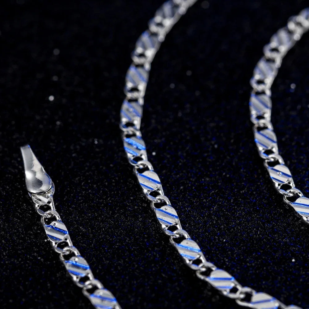 DOTEFFIL 925 Silber 16/18/20/22/24/26/28/30 Zoll 2mm Charme Kette Halskette Für Frauen Mann Mode Hochzeit Partei Schmuck