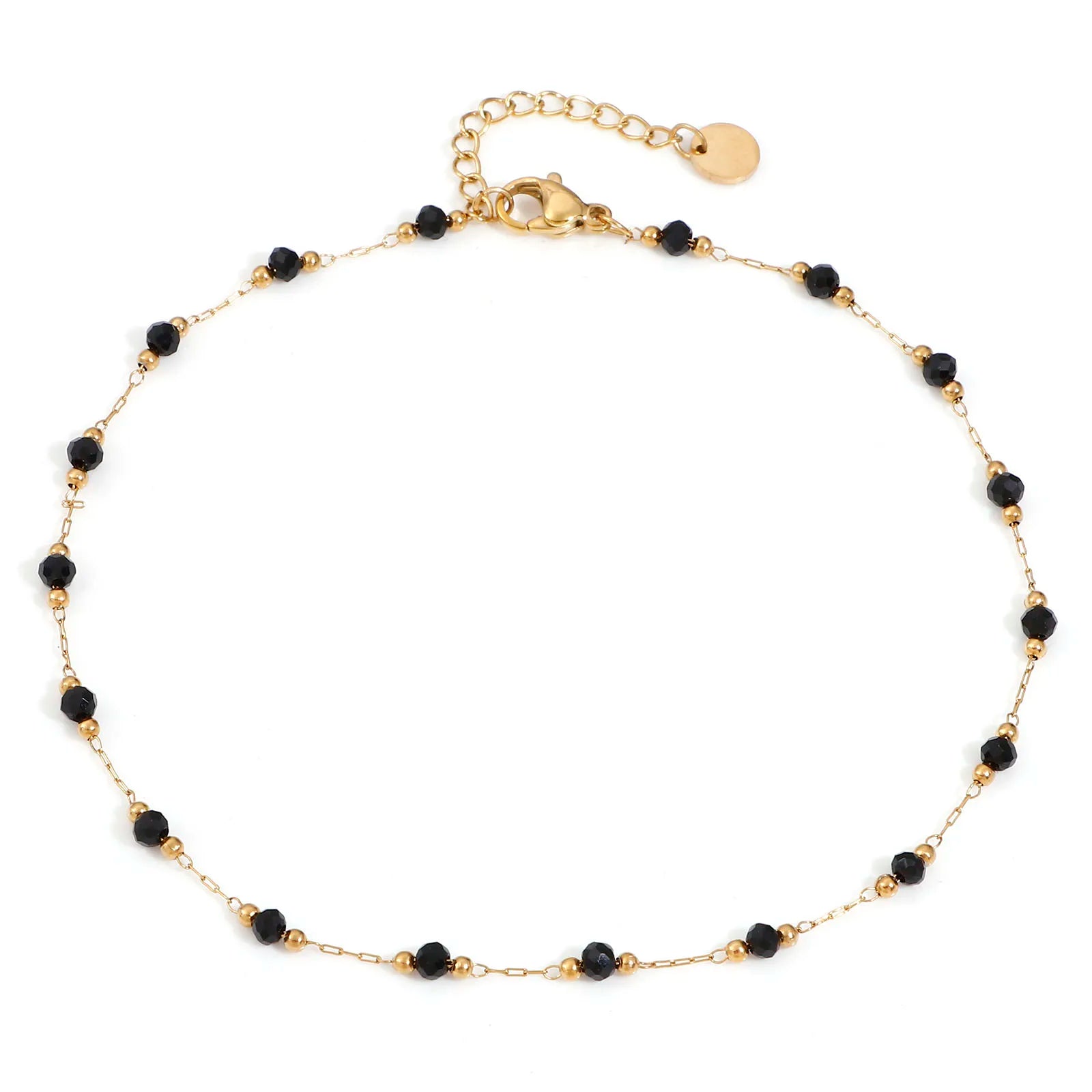 304 Edelstahl Fußkettchen Für Frauen Sommer Strand Fuß Show Schmuck Naturstein Perlen Gliederkette Fußkettchen 25cm lang, 1 Stück