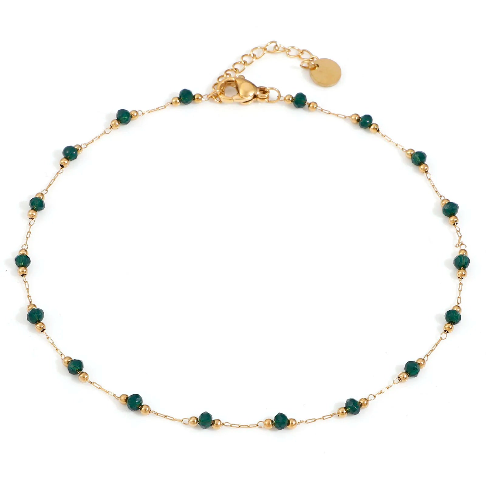 304 Edelstahl Fußkettchen Für Frauen Sommer Strand Fuß Show Schmuck Naturstein Perlen Gliederkette Fußkettchen 25cm lang, 1 Stück