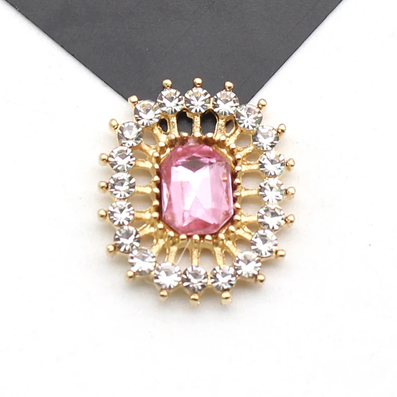 10 Stücke 17*20 MM Rechteckige Strass-Legierung Flache Unterseite Knöpfe DIY Handgefertigte Hochzeitskleid Schleife Kopfbedeckung Dekorative Accessoires