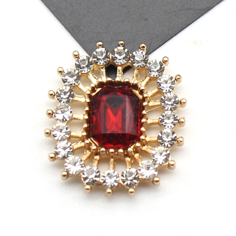 10 Stücke 17*20 MM Rechteckige Strass-Legierung Flache Unterseite Knöpfe DIY Handgefertigte Hochzeitskleid Schleife Kopfbedeckung Dekorative Accessoires