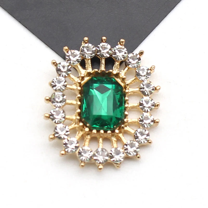 10 Stücke 17*20 MM Rechteckige Strass-Legierung Flache Unterseite Knöpfe DIY Handgefertigte Hochzeitskleid Schleife Kopfbedeckung Dekorative Accessoires
