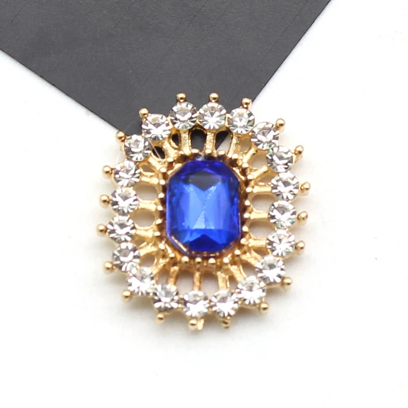 10 Stücke 17*20 MM Rechteckige Strass-Legierung Flache Unterseite Knöpfe DIY Handgefertigte Hochzeitskleid Schleife Kopfbedeckung Dekorative Accessoires