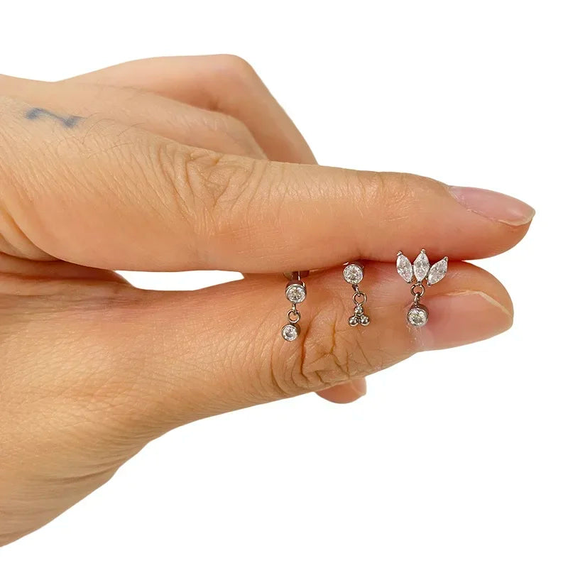 G23 Titan Ohrpiercing Anhänger Kette Ohrstecker mit CZ Top Labret Lippe Knorpel Unisex Ohrring Body Piercing Schmuck