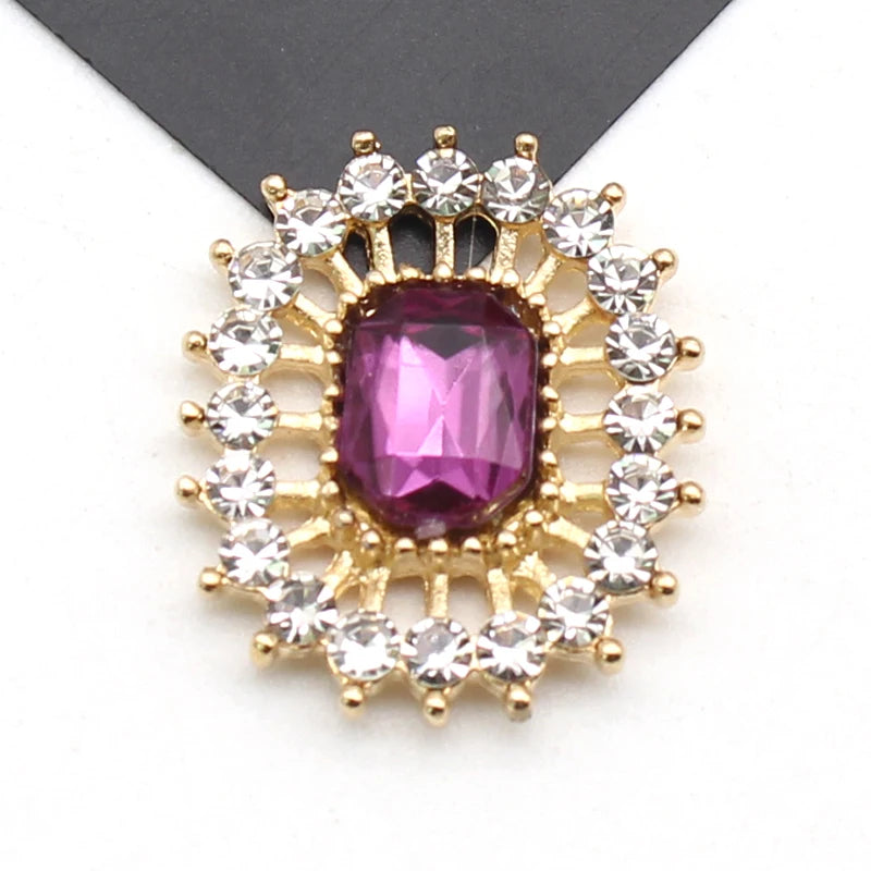 10 Stücke 17*20 MM Rechteckige Strass-Legierung Flache Unterseite Knöpfe DIY Handgefertigte Hochzeitskleid Schleife Kopfbedeckung Dekorative Accessoires