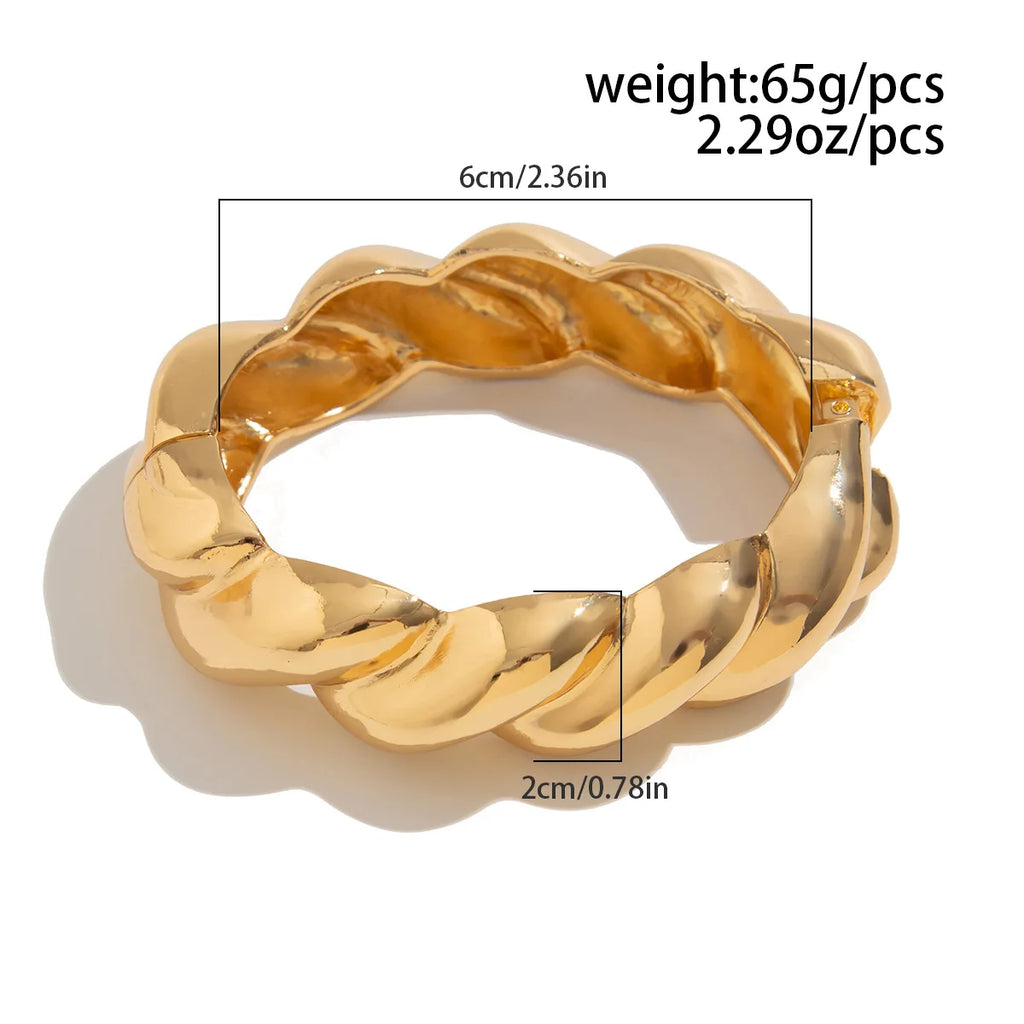 KMVEXO Irregular Geometry Metal Wide Spring Cuff Bangles Vintage Punk Twist Bangle Bracelet For Women Men 2025 Statement Jewelry