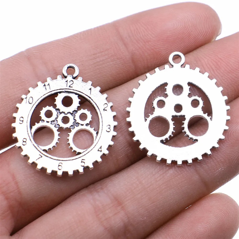 10 Stück Zahnrad-Charms mittlerer Größe für die Schmuckherstellung, mechanische Steampunk-Zahnräder und Zahnräder, DIY-Zubehör