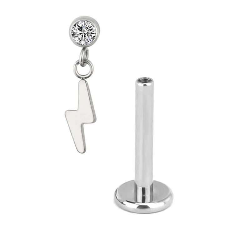 G23 Titan Ohrpiercing Anhänger Kette Ohrstecker mit CZ Top Labret Lippe Knorpel Unisex Ohrring Body Piercing Schmuck