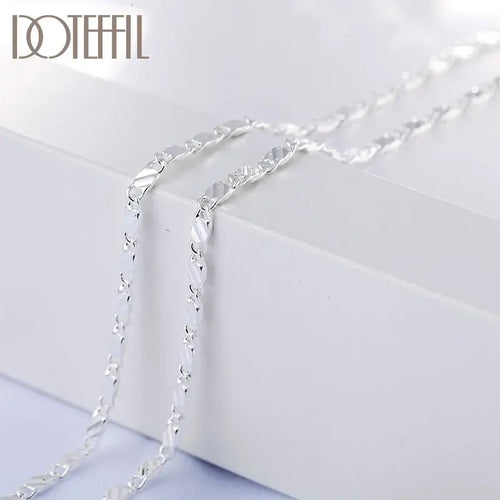 DOTEFFIL 925 Argento 16/18/20/22/24/26/28/30 Pollici 2mm Collana a Catena con Charm per Donne Uomini Moda Matrimonio Festa Gioielli