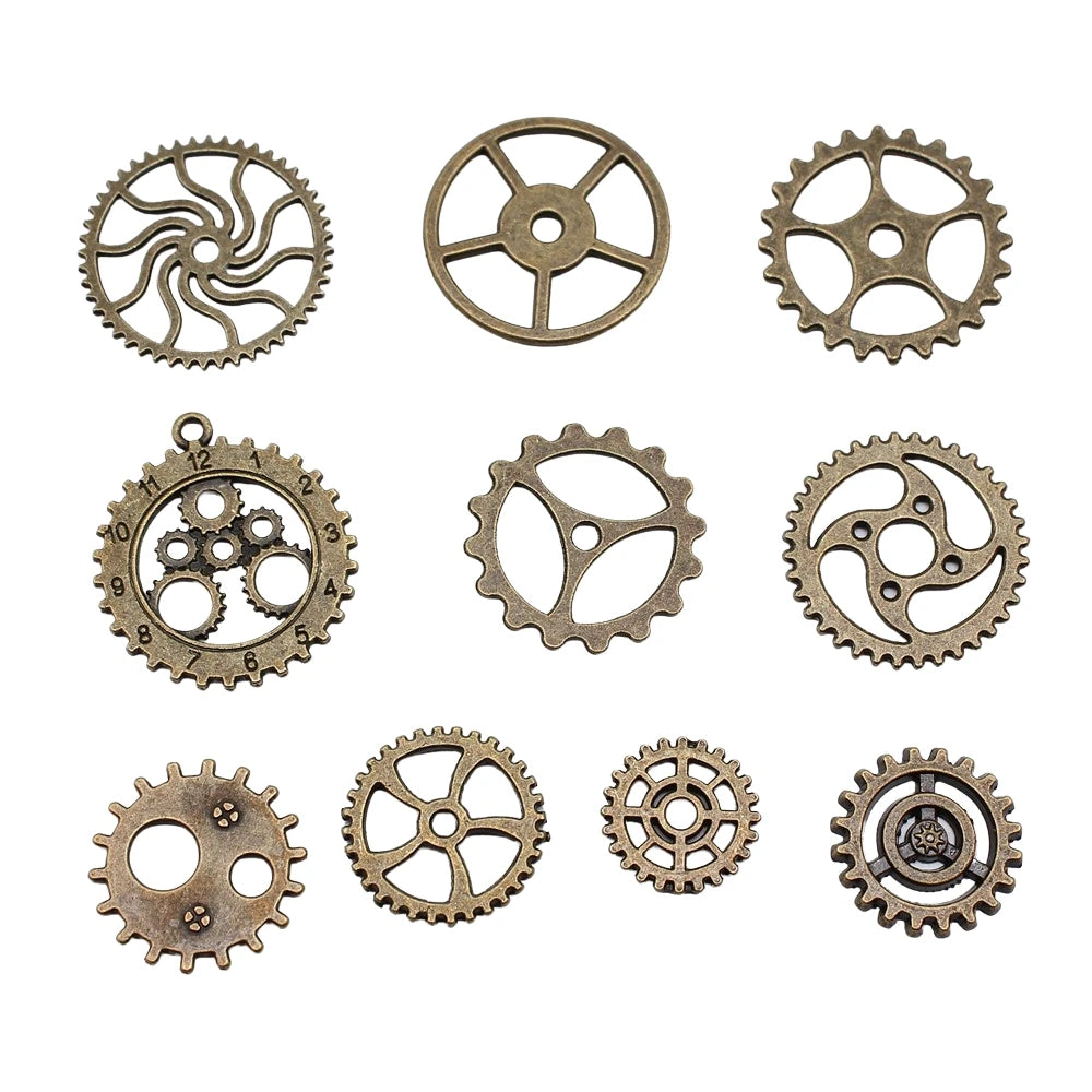 10 Stück Zahnrad-Charms mittlerer Größe für die Schmuckherstellung, mechanische Steampunk-Zahnräder und Zahnräder, DIY-Zubehör