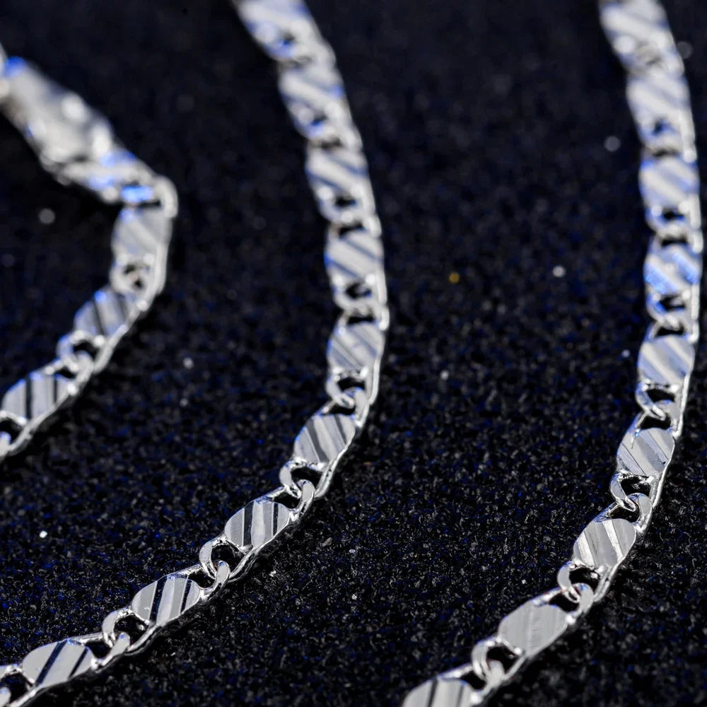 DOTEFFIL 925 Silber 16/18/20/22/24/26/28/30 Zoll 2mm Charme Kette Halskette Für Frauen Mann Mode Hochzeit Partei Schmuck