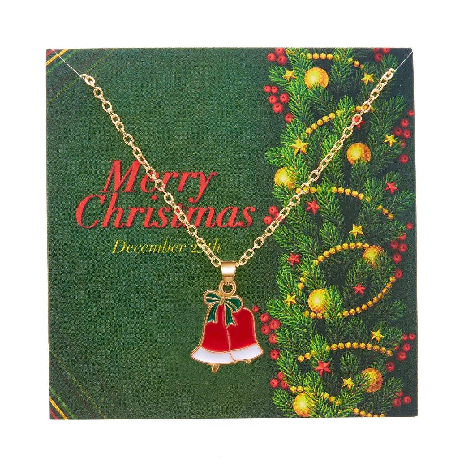 Mode Emaille Weihnachtsbaum Anhänger Halskette für Frauen Zarte Schneeflocke Glocke Halskette Weihnachten Wunsch Karte Schmuck Zubehör