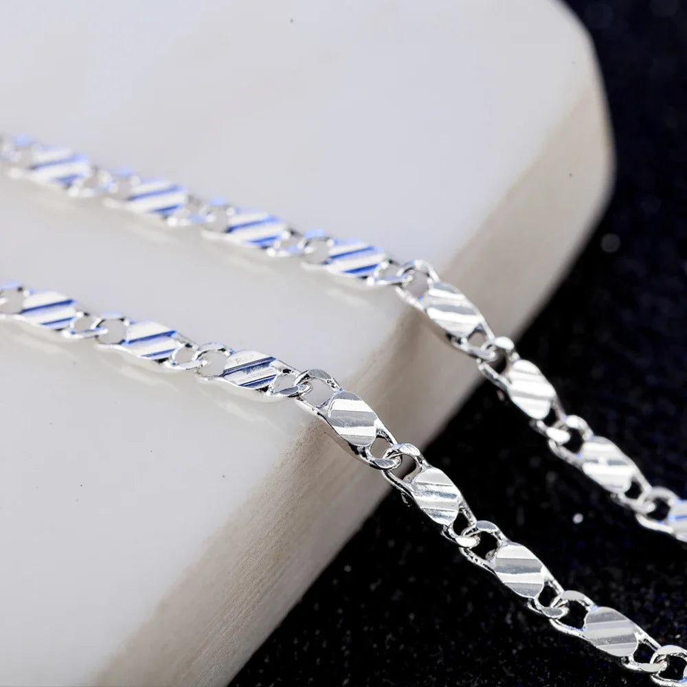 DOTEFFIL 925 Silber 16/18/20/22/24/26/28/30 Zoll 2mm Charme Kette Halskette Für Frauen Mann Mode Hochzeit Partei Schmuck