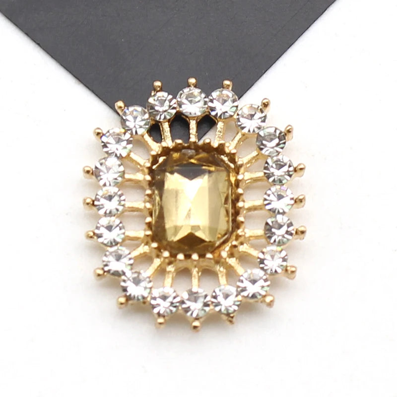 10 Stücke 17*20 MM Rechteckige Strass-Legierung Flache Unterseite Knöpfe DIY Handgefertigte Hochzeitskleid Schleife Kopfbedeckung Dekorative Accessoires