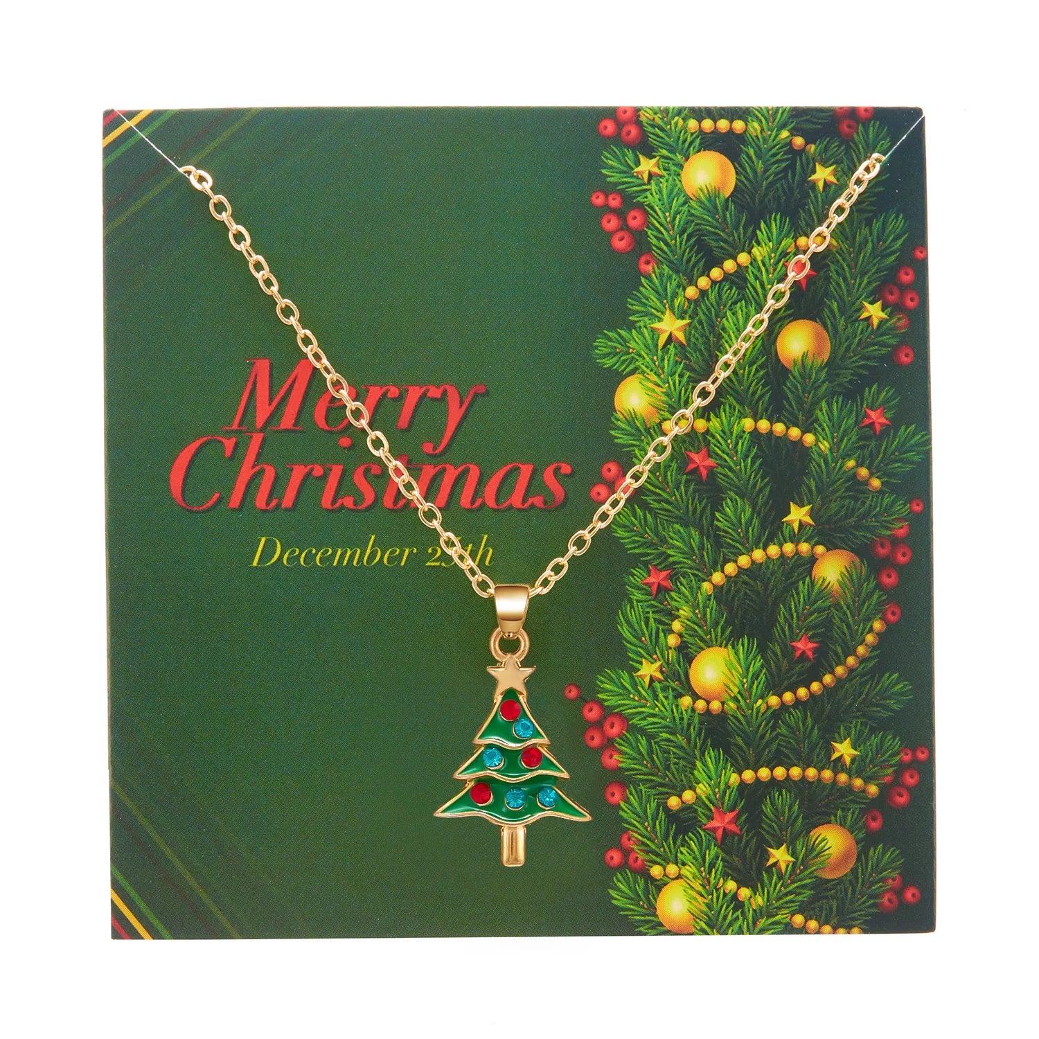 Mode Emaille Weihnachtsbaum Anhänger Halskette für Frauen Zarte Schneeflocke Glocke Halskette Weihnachten Wunsch Karte Schmuck Zubehör