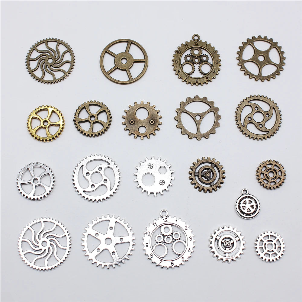 10 Stück Zahnrad-Charms mittlerer Größe für die Schmuckherstellung, mechanische Steampunk-Zahnräder und Zahnräder, DIY-Zubehör