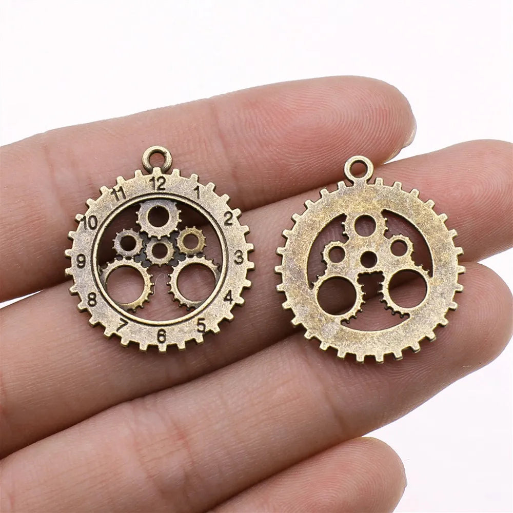 10 Stück Zahnrad-Charms mittlerer Größe für die Schmuckherstellung, mechanische Steampunk-Zahnräder und Zahnräder, DIY-Zubehör