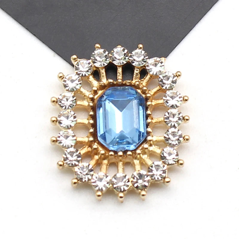 10 Stücke 17*20 MM Rechteckige Strass-Legierung Flache Unterseite Knöpfe DIY Handgefertigte Hochzeitskleid Schleife Kopfbedeckung Dekorative Accessoires