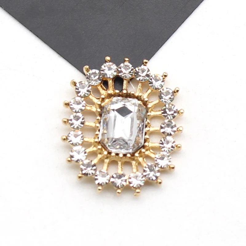 10 Stücke 17*20 MM Rechteckige Strass-Legierung Flache Unterseite Knöpfe DIY Handgefertigte Hochzeitskleid Schleife Kopfbedeckung Dekorative Accessoires