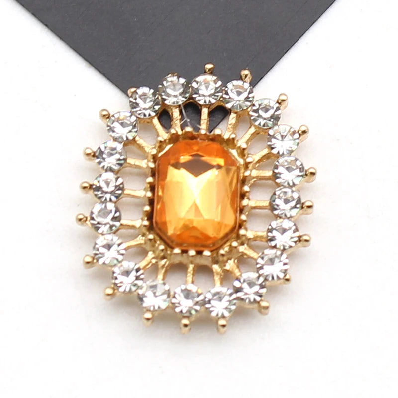 10 Stücke 17*20 MM Rechteckige Strass-Legierung Flache Unterseite Knöpfe DIY Handgefertigte Hochzeitskleid Schleife Kopfbedeckung Dekorative Accessoires